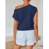 image:imageZESICA Womens Summer Off Shoulder Short Sleeve Sweater Vest 2026 Floral Knit Loose Going Out Tops Trendy Cute ClothesNavy