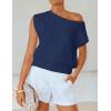 image:imageZESICA Womens Summer Off Shoulder Short Sleeve Sweater Vest 2026 Floral Knit Loose Going Out Tops Trendy Cute ClothesNavy