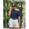 image:imageZESICA Womens Summer Off Shoulder Short Sleeve Sweater Vest 2026 Floral Knit Loose Going Out Tops Trendy Cute ClothesNavy