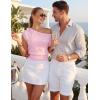 image:imageZESICA Womens Summer Off Shoulder Short Sleeve Sweater Vest 2026 Floral Knit Loose Going Out Tops Trendy Cute ClothesPink