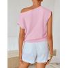 image:imageZESICA Womens Summer Off Shoulder Short Sleeve Sweater Vest 2026 Floral Knit Loose Going Out Tops Trendy Cute ClothesPink