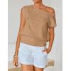 image:imageZESICA Womens Summer Off Shoulder Short Sleeve Sweater Vest 2026 Floral Knit Loose Going Out Tops Trendy Cute ClothesToffee