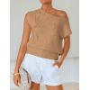 image:imageZESICA Womens Summer Off Shoulder Short Sleeve Sweater Vest 2026 Floral Knit Loose Going Out Tops Trendy Cute ClothesToffee