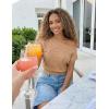 image:imageZESICA Womens Summer Off Shoulder Short Sleeve Sweater Vest 2026 Floral Knit Loose Going Out Tops Trendy Cute ClothesToffee