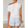 image:imageZESICA Womens Summer Off Shoulder Short Sleeve Sweater Vest 2026 Floral Knit Loose Going Out Tops Trendy Cute ClothesWhite