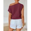 image:imageZESICA Womens Summer Off Shoulder Short Sleeve Sweater Vest 2026 Floral Knit Loose Going Out Tops Trendy Cute ClothesWine