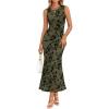 image:imageZESICA Womens Sleeveless Floral Bodycon Maxi Dress 2026 Summer Ruched Mesh Wedding Guest Cocktail Party DressesArmy