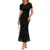 image:imageZESICA Womens Summer Floral Bodycon Long Dress Ruched Mesh Beach Vacation Formal Cocktail Party Wedding Guest Maxi DressesBlack
