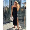 image:imageZESICA Womens Summer Floral Bodycon Maxi Dress 2026 Strapless Tube Split Wedding Guest Cocktail Party Mesh Long DressesBlack