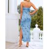 image:imageZESICA Womens Summer Floral Bodycon Maxi Dress 2026 Strapless Tube Split Wedding Guest Cocktail Party Mesh Long DressesBlue