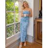 image:imageZESICA Womens Summer Floral Bodycon Maxi Dress 2026 Strapless Tube Split Wedding Guest Cocktail Party Mesh Long DressesBlue