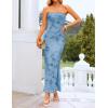 image:imageZESICA Womens Summer Floral Bodycon Maxi Dress 2026 Strapless Tube Split Wedding Guest Cocktail Party Mesh Long DressesBlue