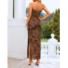 image:imageZESICA Womens Summer Floral Bodycon Maxi Dress 2026 Strapless Tube Split Wedding Guest Cocktail Party Mesh Long DressesBrown