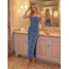 image:imageZESICA Womens Summer Floral Bodycon Maxi Dress 2026 Strapless Tube Split Wedding Guest Cocktail Party Mesh Long DressesDusty Blue