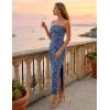 image:imageZESICA Womens Summer Floral Bodycon Maxi Dress 2026 Strapless Tube Split Wedding Guest Cocktail Party Mesh Long DressesDusty Blue