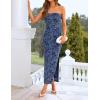 image:imageZESICA Womens Summer Floral Bodycon Maxi Dress 2026 Strapless Tube Split Wedding Guest Cocktail Party Mesh Long DressesDusty Blue