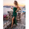 image:imageZESICA Womens Summer Floral Bodycon Maxi Dress 2026 Strapless Tube Split Wedding Guest Cocktail Party Mesh Long DressesGreen