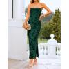 image:imageZESICA Womens Summer Floral Bodycon Maxi Dress 2026 Strapless Tube Split Wedding Guest Cocktail Party Mesh Long DressesGreen
