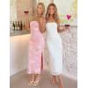 image:imageZESICA Womens Summer Floral Bodycon Maxi Dress 2026 Strapless Tube Split Wedding Guest Cocktail Party Mesh Long DressesLightpink