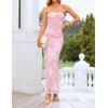 image:imageZESICA Womens Summer Floral Bodycon Maxi Dress 2026 Strapless Tube Split Wedding Guest Cocktail Party Mesh Long DressesLightpink