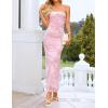 image:imageZESICA Womens Summer Floral Bodycon Maxi Dress 2026 Strapless Tube Split Wedding Guest Cocktail Party Mesh Long DressesLightpink
