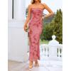 image:imageZESICA Womens Summer Floral Bodycon Maxi Dress 2026 Strapless Tube Split Wedding Guest Cocktail Party Mesh Long DressesPink