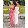 image:imageZESICA Womens Summer Floral Bodycon Maxi Dress 2026 Strapless Tube Split Wedding Guest Cocktail Party Mesh Long DressesPink