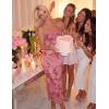 image:imageZESICA Womens Summer Floral Bodycon Maxi Dress 2026 Strapless Tube Split Wedding Guest Cocktail Party Mesh Long DressesPink