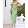 image:imageZESICA Womens Summer Floral Bodycon Maxi Dress 2026 Strapless Tube Split Wedding Guest Cocktail Party Mesh Long DressesSage