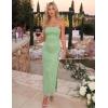 image:imageZESICA Womens Summer Floral Bodycon Maxi Dress 2026 Strapless Tube Split Wedding Guest Cocktail Party Mesh Long DressesSage