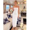 image:imageZESICA Womens Summer Floral Bodycon Maxi Dress 2026 Strapless Tube Split Wedding Guest Cocktail Party Mesh Long DressesWhite