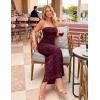 image:imageZESICA Womens Summer Floral Bodycon Maxi Dress 2026 Strapless Tube Split Wedding Guest Cocktail Party Mesh Long DressesWine