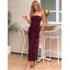 image:imageZESICA Womens Summer Floral Bodycon Maxi Dress 2026 Strapless Tube Split Wedding Guest Cocktail Party Mesh Long DressesWine