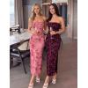 image:imageZESICA Womens Summer Floral Bodycon Maxi Dress 2026 Strapless Tube Split Wedding Guest Cocktail Party Mesh Long DressesWine