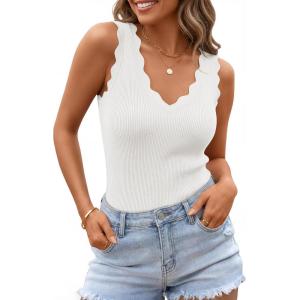 image:imageZESICA Womens Sleeveless Tank Tops 2026 V Neck Ribbed Knit Shirts Summer Casual Cute Y2K Sweater VestWhite