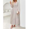 image:imageZESICA Spring Dresses for Women 2026 Long Sleeve Boho Floral V Neck Empire Waist A Line Casual Flowy Wedding Guest Maxi DressBeige