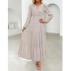 image:imageZESICA Spring Dresses for Women 2026 Long Sleeve Boho Floral V Neck Empire Waist A Line Casual Flowy Wedding Guest Maxi DressBeige