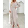 image:imageZESICA Spring Dresses for Women 2026 Long Sleeve Boho Floral V Neck Empire Waist A Line Casual Flowy Wedding Guest Maxi DressBeige