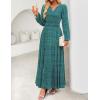 image:imageZESICA Spring Dresses for Women 2026 Long Sleeve Boho Floral V Neck Empire Waist A Line Casual Flowy Wedding Guest Maxi DressGreen