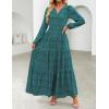 image:imageZESICA Spring Dresses for Women 2026 Long Sleeve Boho Floral V Neck Empire Waist A Line Casual Flowy Wedding Guest Maxi DressGreen