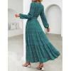 image:imageZESICA Spring Dresses for Women 2026 Long Sleeve Boho Floral V Neck Empire Waist A Line Casual Flowy Wedding Guest Maxi DressGreen