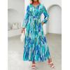 image:imageZESICA Spring Dresses for Women 2026 Long Sleeve Boho Floral V Neck Empire Waist A Line Casual Flowy Wedding Guest Maxi DressLakeblue