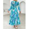 image:imageZESICA Spring Dresses for Women 2026 Long Sleeve Boho Floral V Neck Empire Waist A Line Casual Flowy Wedding Guest Maxi DressLakeblue