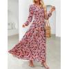 image:imageZESICA Spring Dresses for Women 2026 Long Sleeve Boho Floral V Neck Empire Waist A Line Casual Flowy Wedding Guest Maxi DressOrange