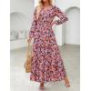 image:imageZESICA Spring Dresses for Women 2026 Long Sleeve Boho Floral V Neck Empire Waist A Line Casual Flowy Wedding Guest Maxi DressOrange