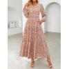 image:imageZESICA Spring Dresses for Women 2026 Long Sleeve Boho Floral V Neck Empire Waist A Line Casual Flowy Wedding Guest Maxi DressOrange Red