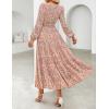 image:imageZESICA Spring Dresses for Women 2026 Long Sleeve Boho Floral V Neck Empire Waist A Line Casual Flowy Wedding Guest Maxi DressOrange Red