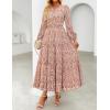 image:imageZESICA Spring Dresses for Women 2026 Long Sleeve Boho Floral V Neck Empire Waist A Line Casual Flowy Wedding Guest Maxi DressOrange Red