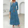image:imageZESICA Spring Dresses for Women 2026 Long Sleeve Boho Floral V Neck Empire Waist A Line Casual Flowy Wedding Guest Maxi DressPeacockblue