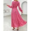 image:imageZESICA Spring Dresses for Women 2026 Long Sleeve Boho Floral V Neck Empire Waist A Line Casual Flowy Wedding Guest Maxi DressRed